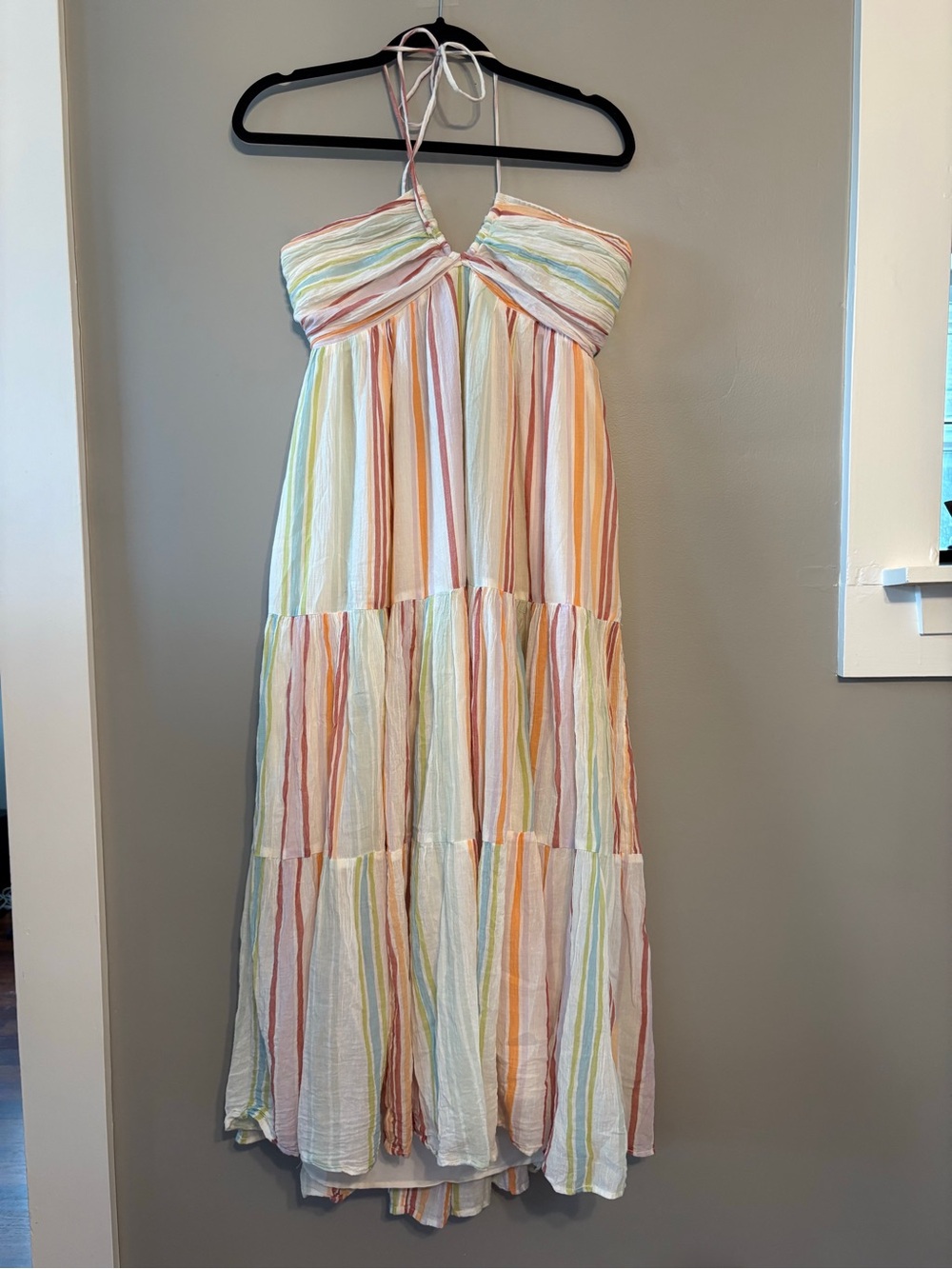 American Eagle Outfitters Multicolor Stripe Halter Maxi Dress - Pastel Stripes
